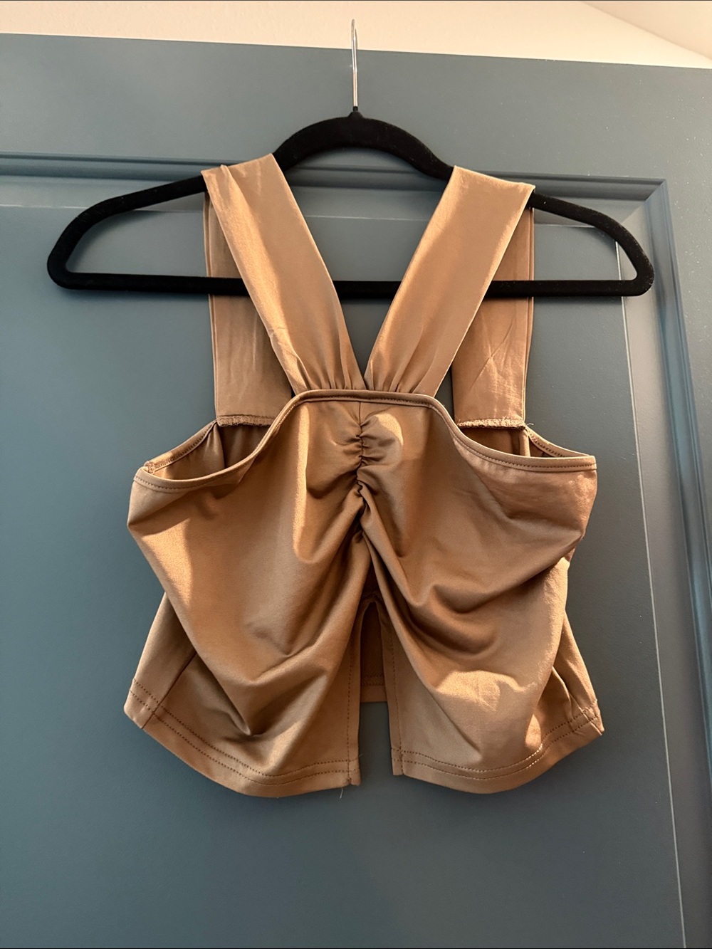 SHEIN Women's Ruched Back Tank Top in Camel